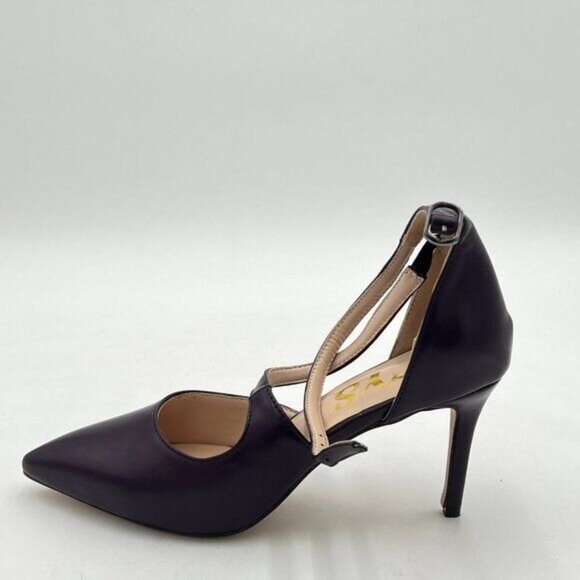 FYS Dark Purple Sexy Cross Strap Stiletto High Heel Ankle Strap Pumps Pointed To - Picture 3 of 8